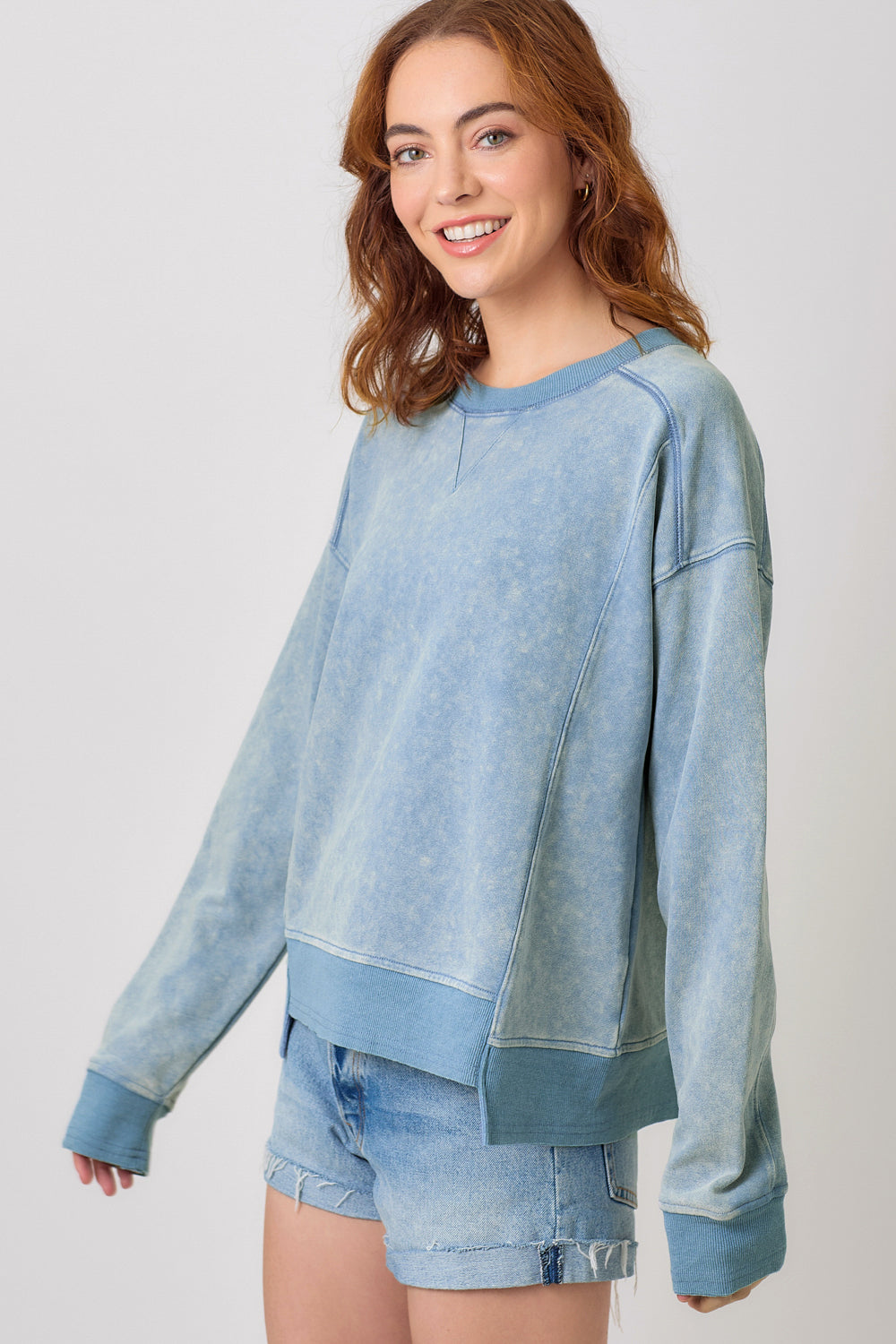 Washed Terry Top [Denim Blue-60552]