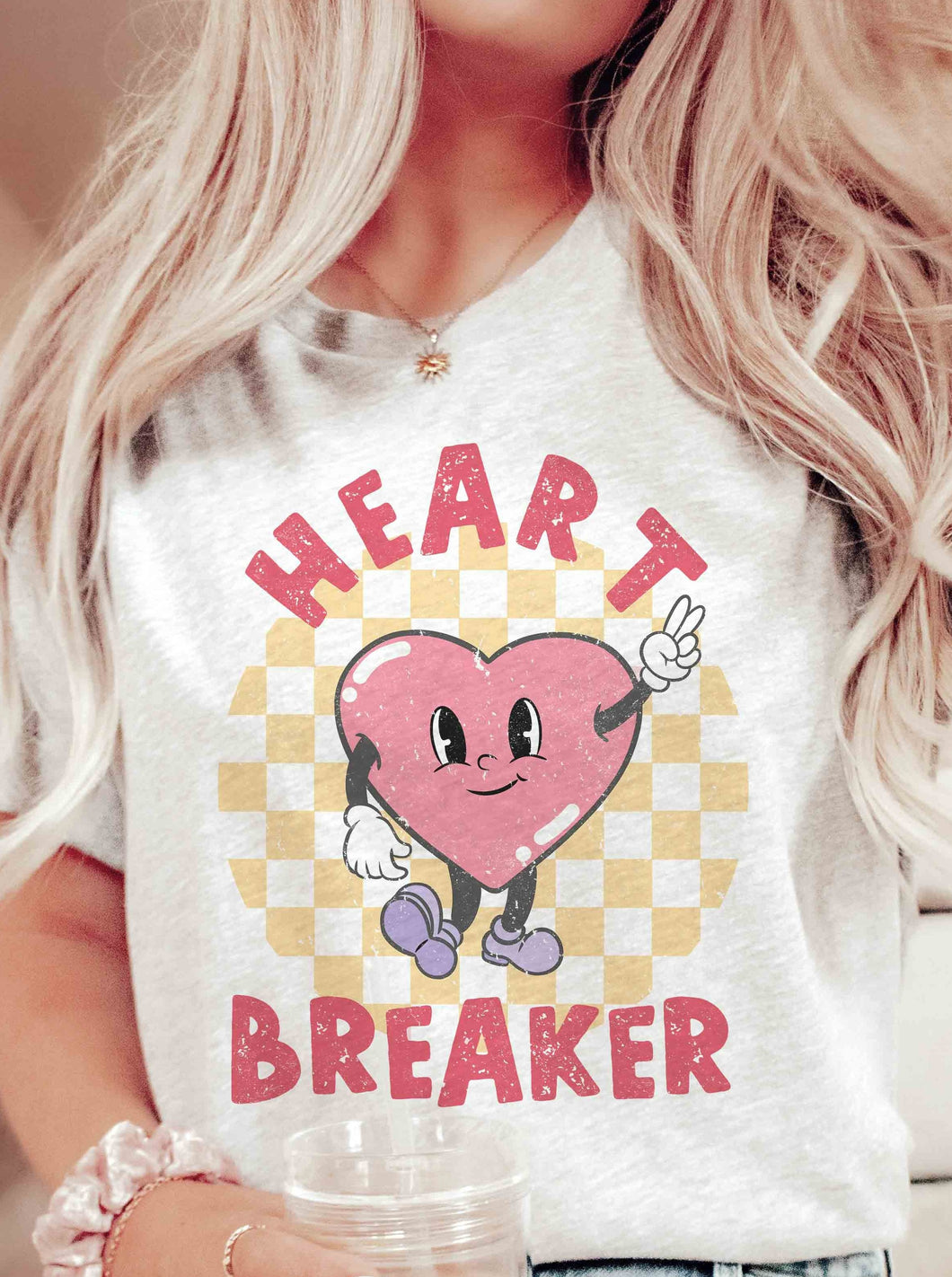 Heart Breaker Graphic Tee Shirt [Ash-11217]