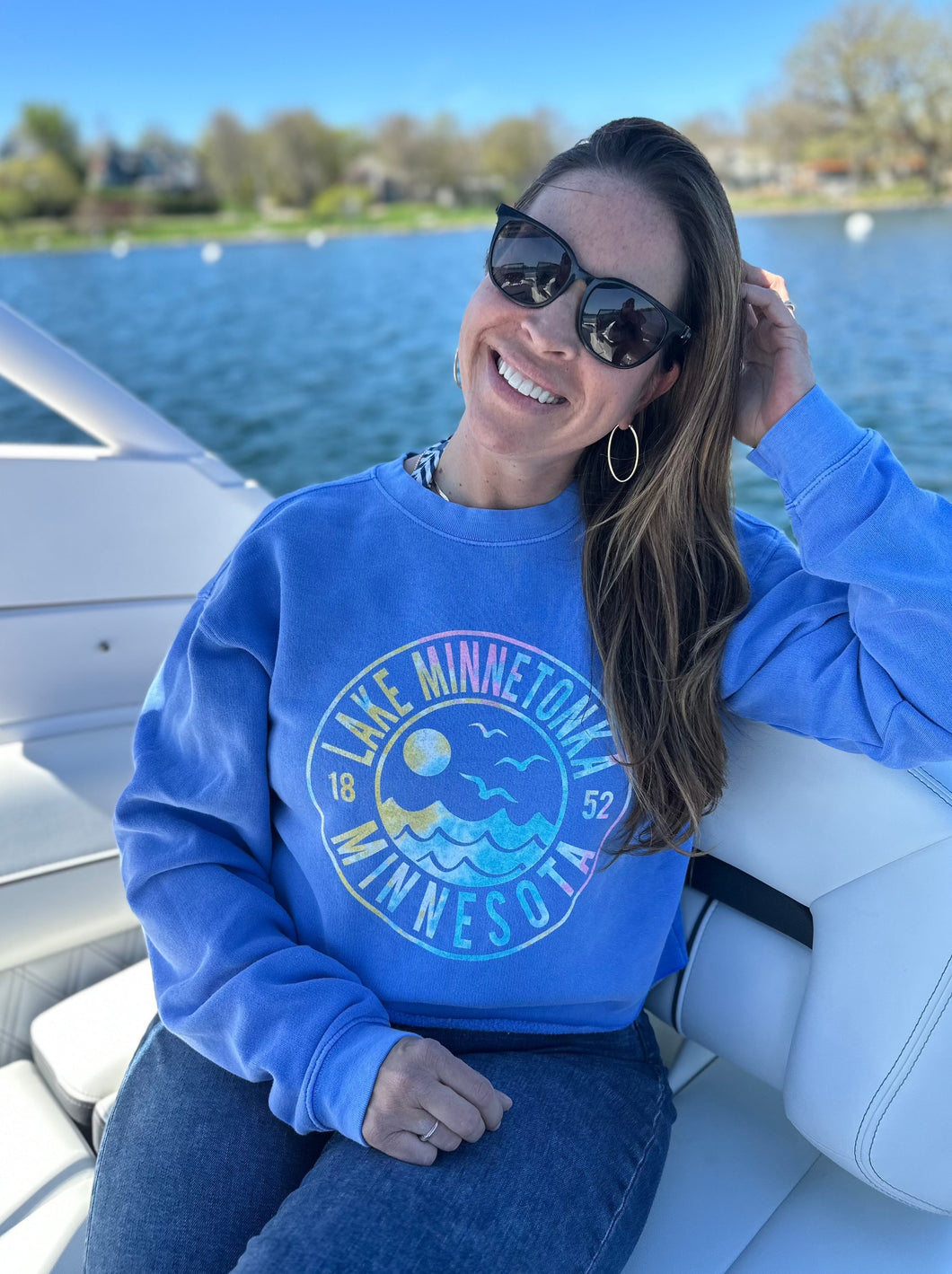 Lake Minnetonka Tie Dye Crop Crewneck Sweatshirt [Periwinkle]