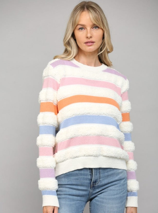 Stripe Looped Knit Sweater [Cream-FW9786]