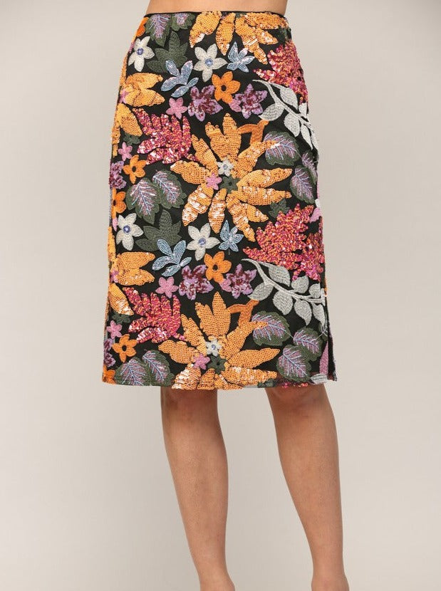 Sequin Midi Skirt [Black-FS50009]