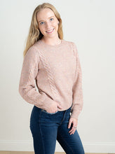 Load image into Gallery viewer, Soft knit sweater, mixed blush colors.  45% Acrylic , 43% Nylon, and 12%  Polyester   Gentle wash cold
