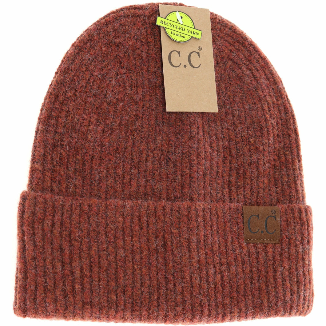 A solid Unisex CC beanie that is eco friendly with super soft yarn!  This classic ribbed cuff beanie is perfect from outdoor fun to everyday errands! HAND WASH ONLY. Lay flat or hang to dry.   100% acrylic