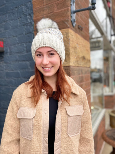 Super cute Knit cuffed beanie with Pom Pom on top